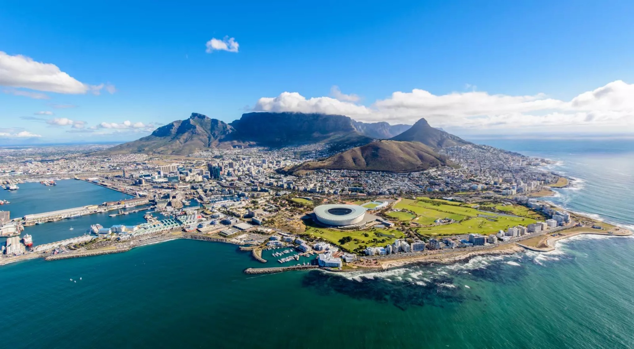 Aerial view of Cape Town, Suid-Afrika